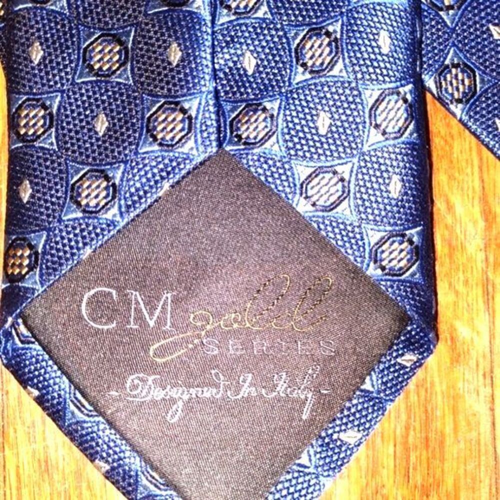 CM Gold Series Handmade Royal Blue 100% Silk Neck Tie - Picture 3 of 4